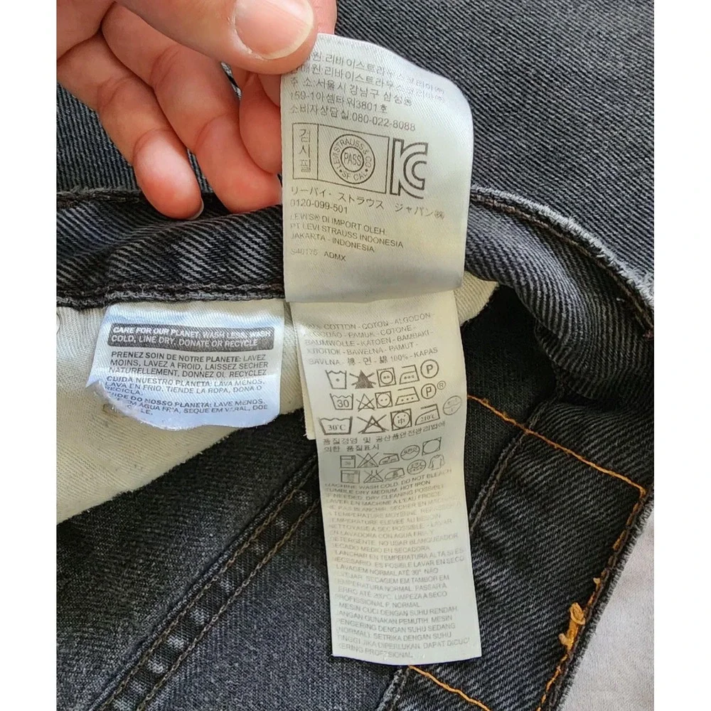 Levis 550 Jeans Mens 32x31 Black Relaxed‎ Tapered Leg Denim Distressed
